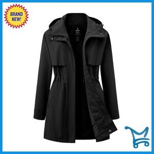 Waterproof Lightweight Rain Jacket with Hood Trench Coat Windbreaker